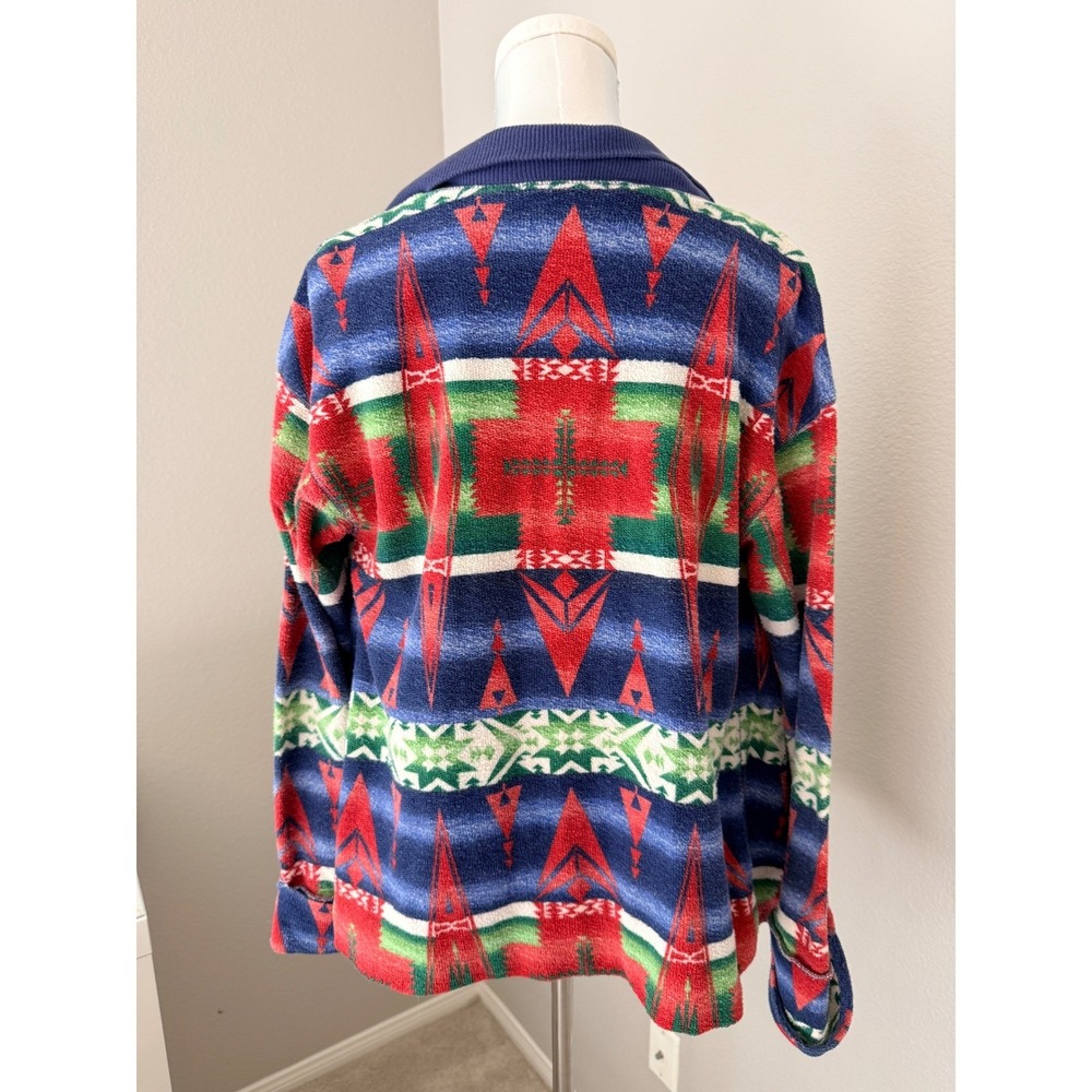 POLO Ralph Lauren Navajo Southwestern Towel-Cloth Open Cardigan Sz L - Picture 7 of 10